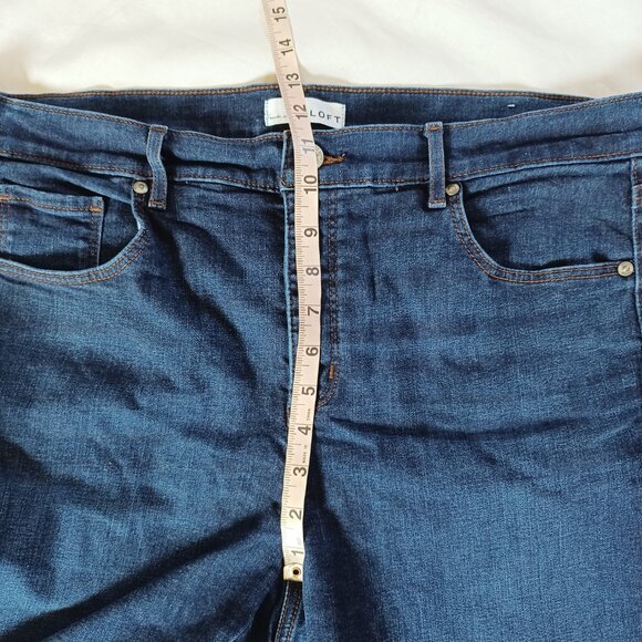 Loft Womens Skinny Jeans Dark Wash Highrise Ankle Length Stretch Size 32 Size 14 - Picture 13 of 14